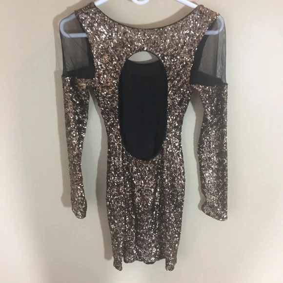 Dress the Population Jaden Mesh Sequin Dress Sz S - Picture 4 of 6